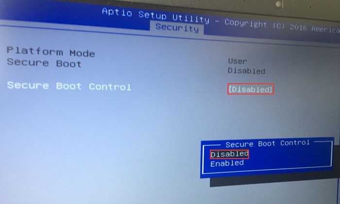 把secure boot control改成disabled