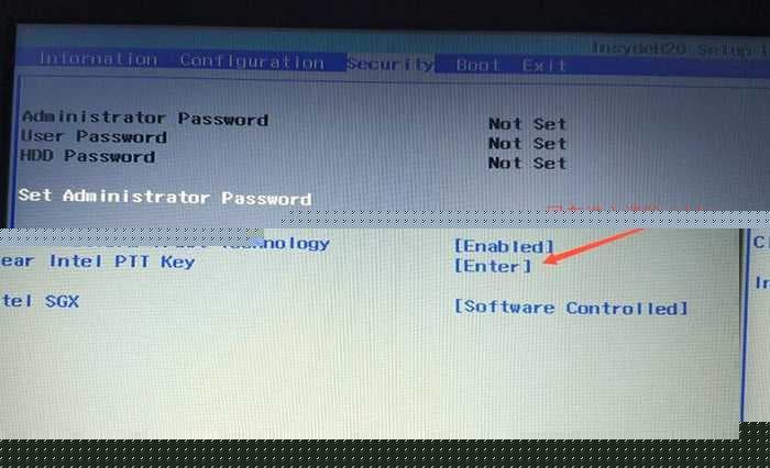 回车进入clear intel PTT Key