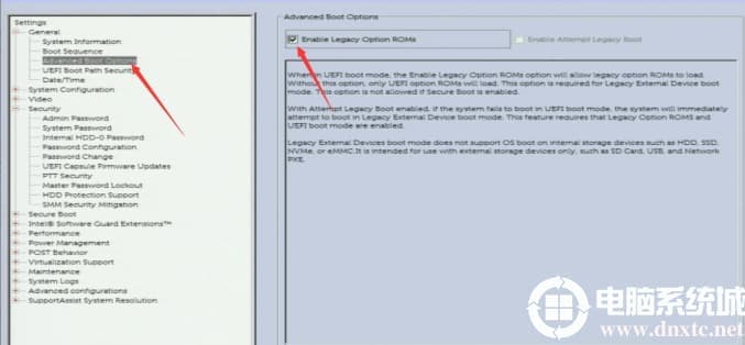 勾选的上 Enable Legacy Option ROMs 