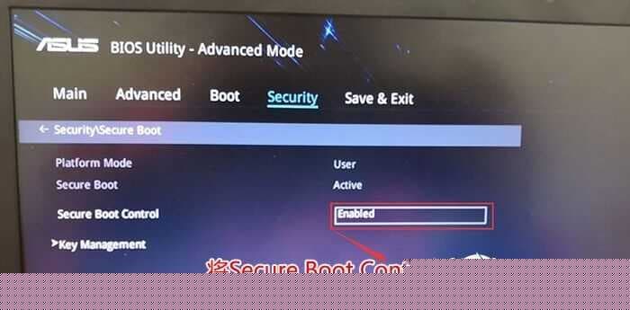 把Secure Boot control选enabled改为disabled关闭安全启动