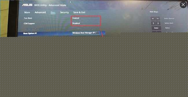 把fast boot和csm support由enabled改成disabled,分别开启快速启动和兼容模式