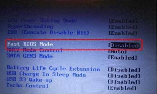此时Fast bios mode就变成disabled状态